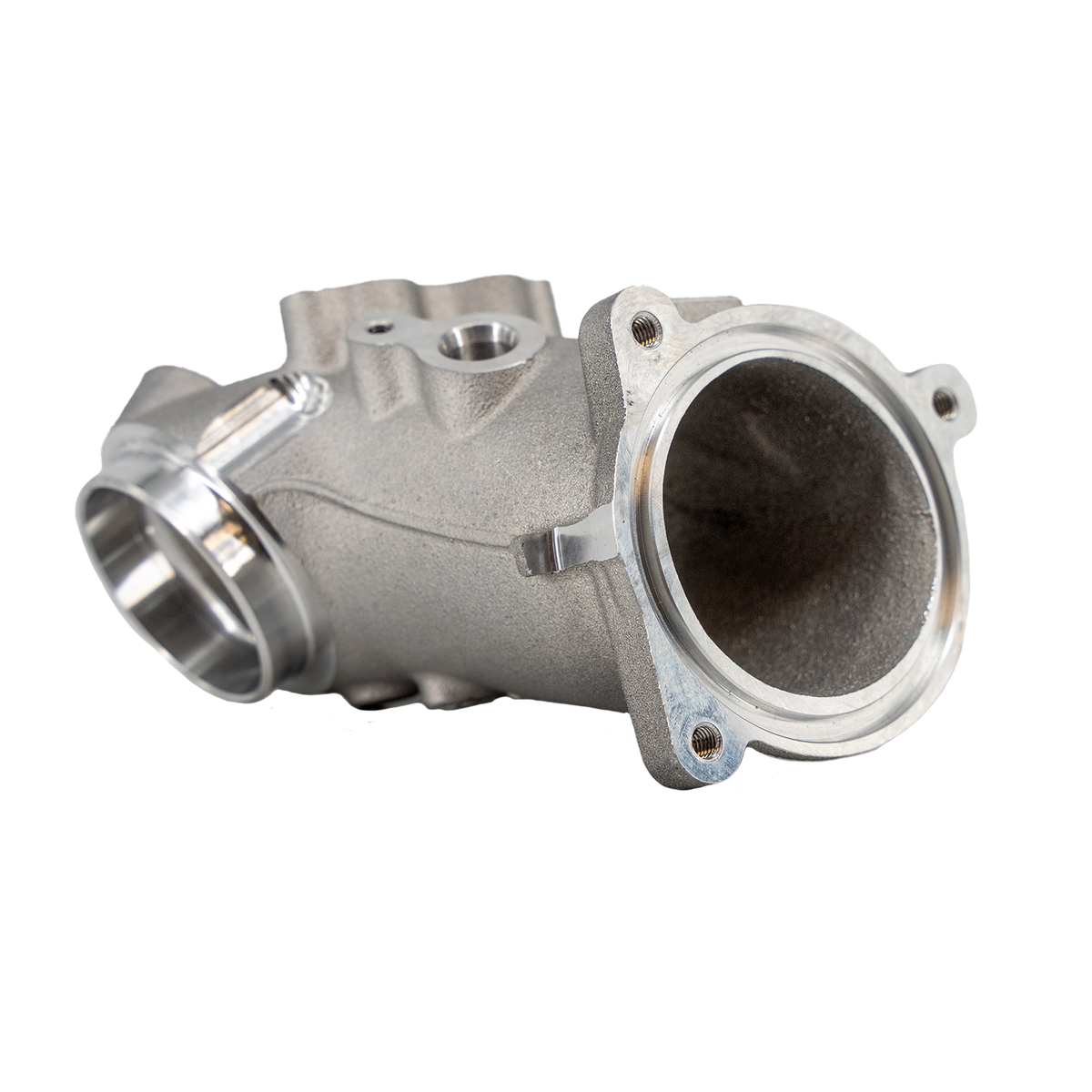 Trask billet intake manifold for Harley-Davidson motorcycles side view.
