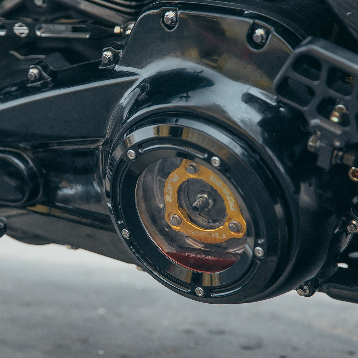 Trask Assault Derby Cover - Gloss Black  for Harley Davidsons