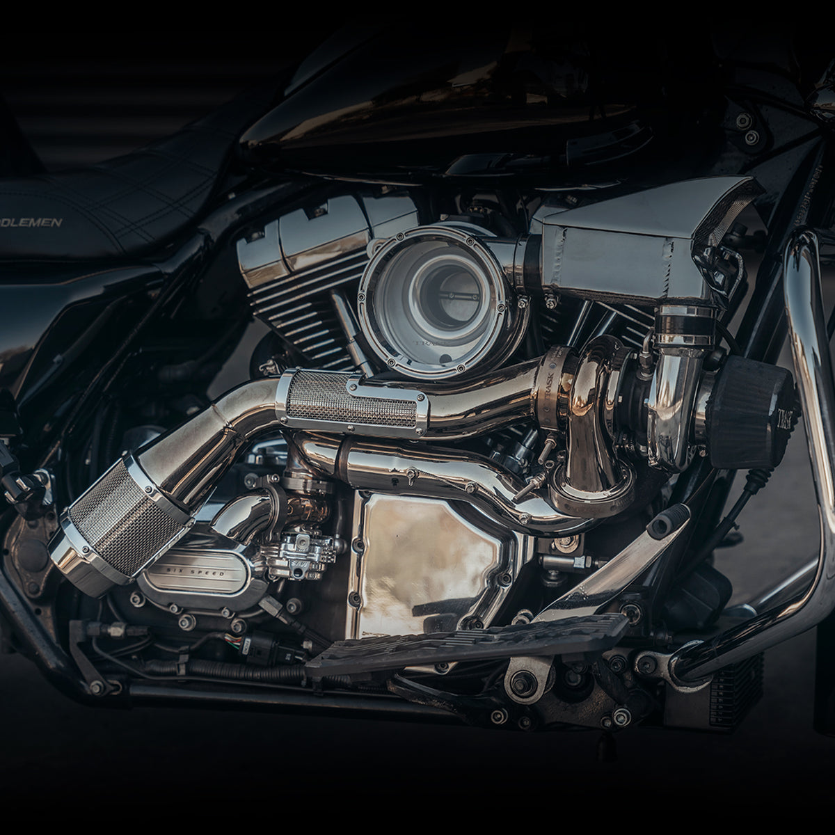 Trask Assault Turbo System with intercooler for V-Twin Harley-Davidsons.