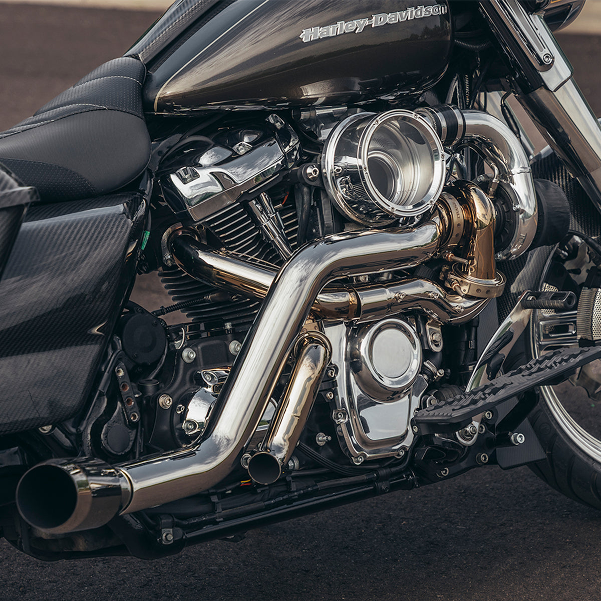 Trask Performance turbocharged performance Street Glide. 