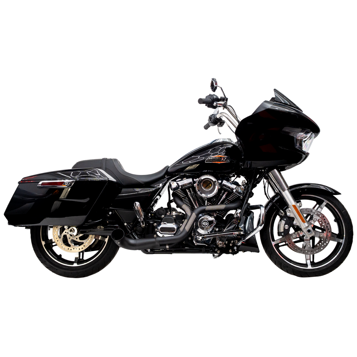 Black Trask Nasty Bastard exhaust profile on Road Glide.