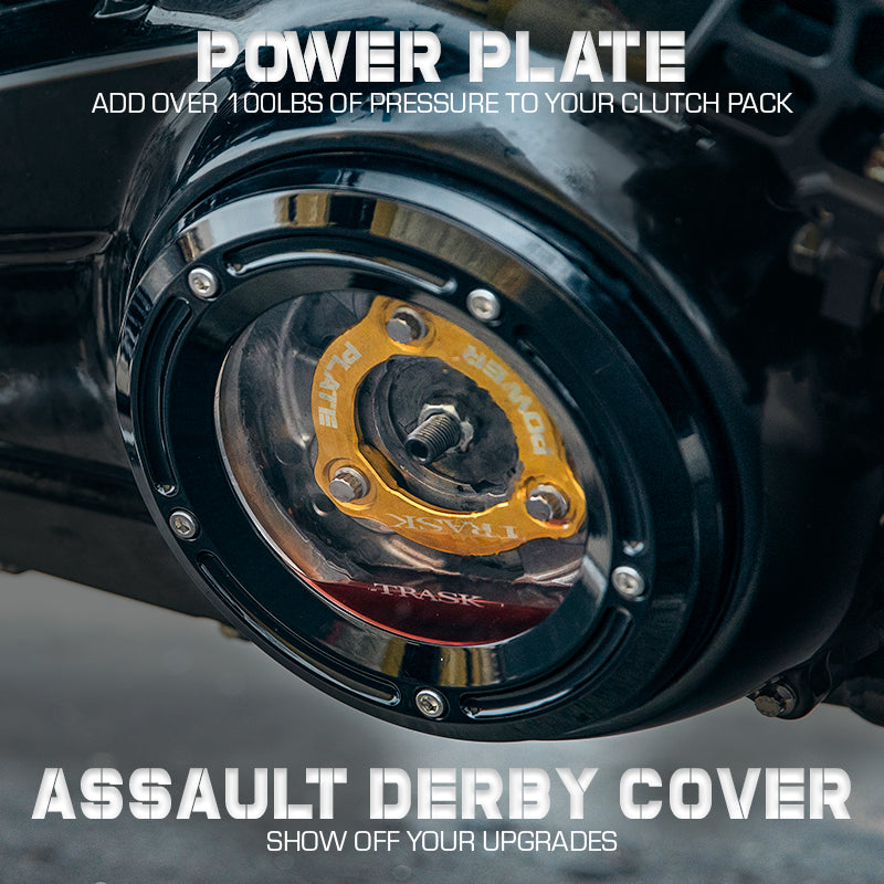 Trask Power Plate and Derby Cover for Harley-Davidson Touring and Softail models. 
