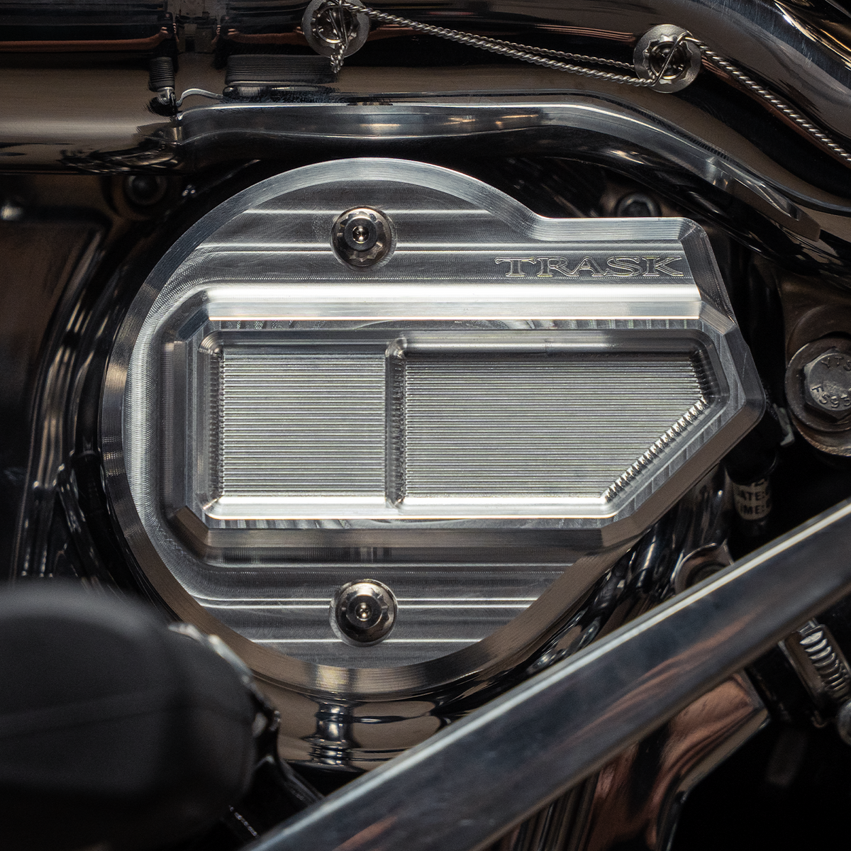 Trask VVT Cam Cover - Raw On Bike