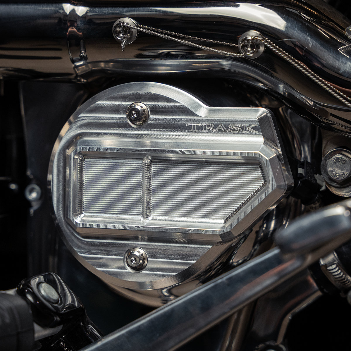 Trask VVT Cam Cover - Raw On Bike