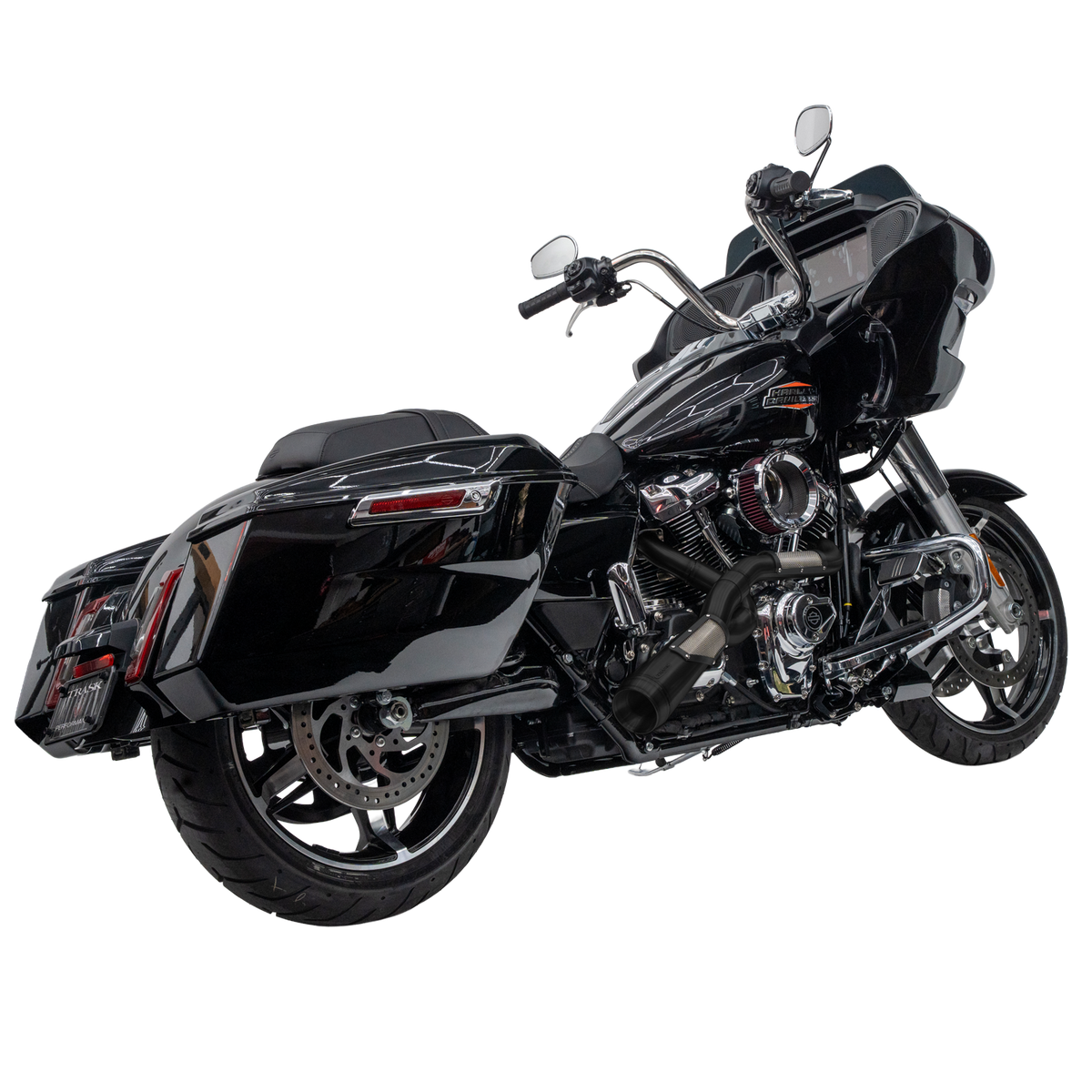 Trask Big Sexy in black on a Harley Davidson Road Glide