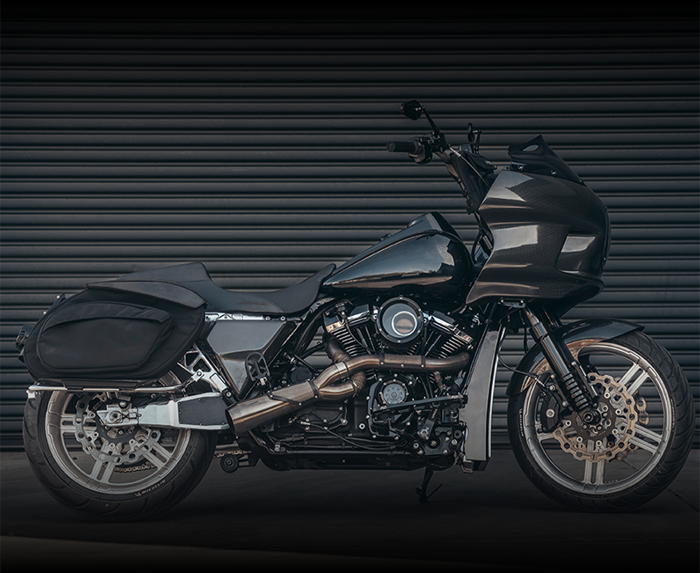 Harley Davidson Road King - Trask Big Sexy Exhaust System, Billet Swingarm and Tail Section, and Air Cleaner. 