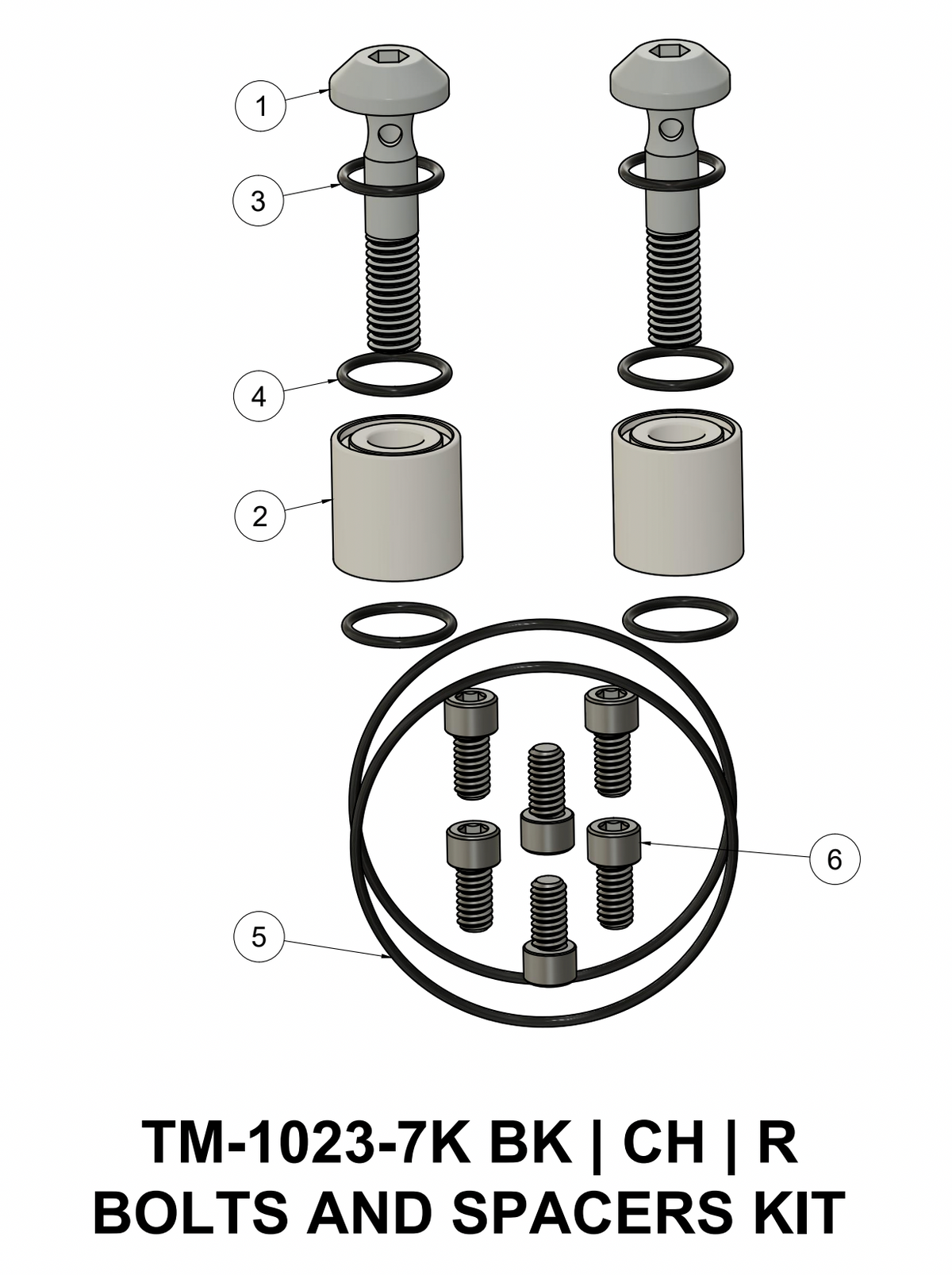 TM-1023-7K-BK TRASK M8 Air Cleaner Breather Bolt Kit (Black)